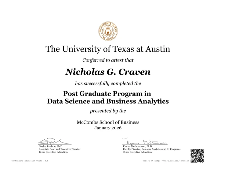 UT Austin McCombs certificate
